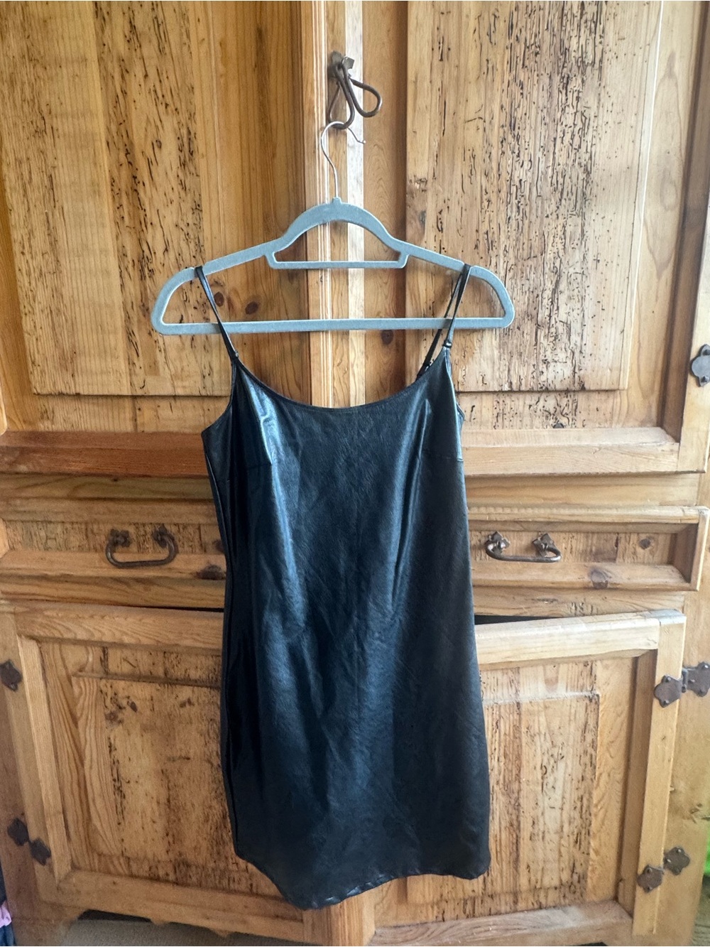 Black leather commando dress